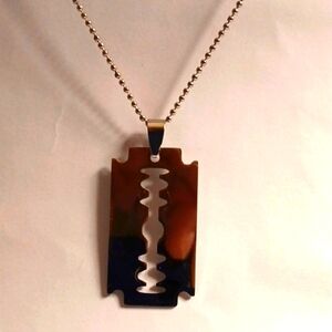 Silver Razor Blade Pendant Necklace
